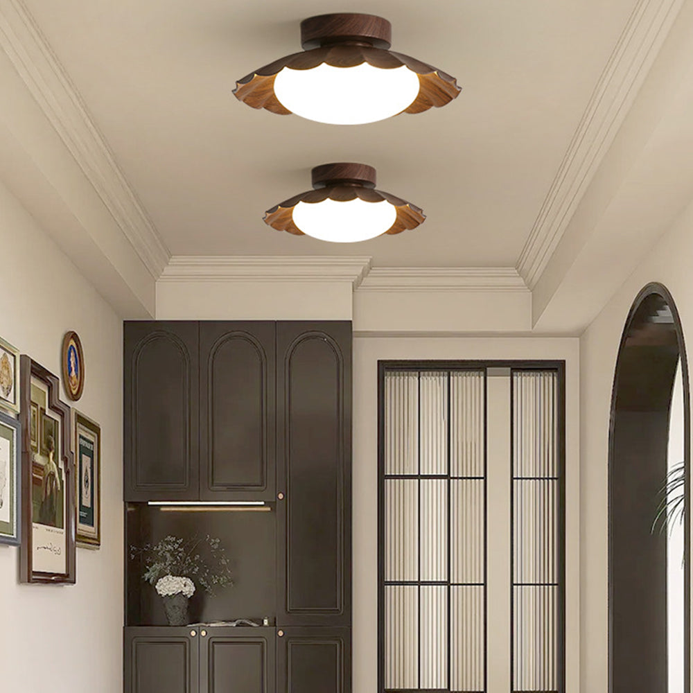 Vintage indbygget loftslampe med blomstermotiv – elegant indendørs belysning Belysning Tech Butik Træ D25*H13CM 3 Farveændring Ved Kontakt