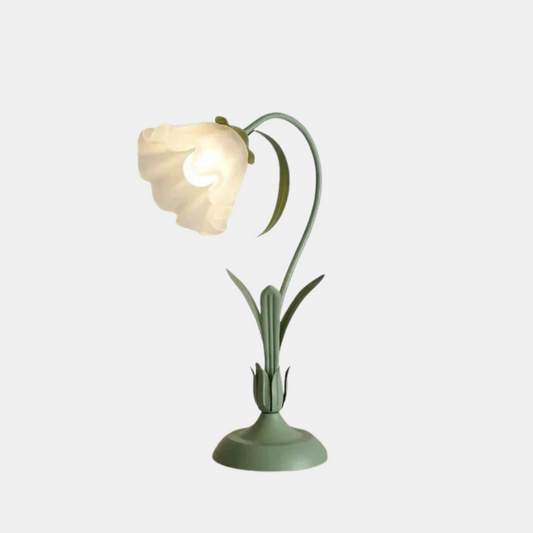 Vintage Fransk Stil Blomster Bordlampe med Metalfod – Pastorale Elegance til Dit Hjem Belysning Tech Butik Grøn