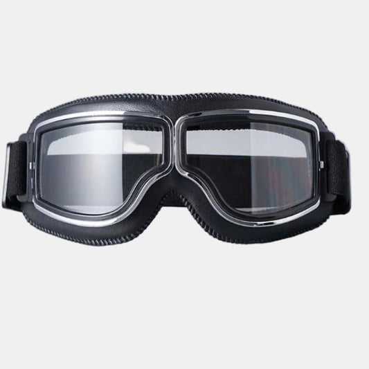 Vintage Motorcykelbriller Med UV-Beskyttelse Og Komfortabel Pasform Motorcykelbriller Tech Butik Sort Klare Glas