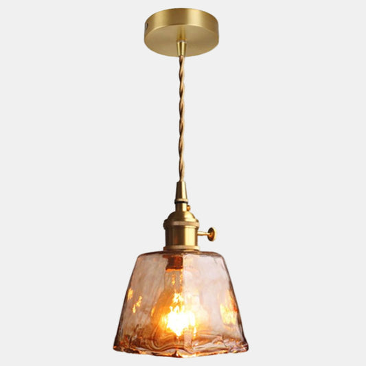 Vintage Ravfarvet Pendellampe med Alabaster-Glasskærm Pendellampe Tech Butik Amber 14 cm
