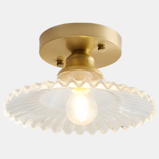 Vintage Ribbet Glas Loftlampe med Blomstret Design Loftlamper Tech Butik Gennemsigtig