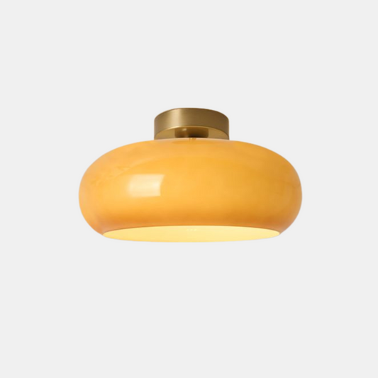 Vintage Rund Glas Loftlampe Loftlamper Tech Butik Amber Guld Loftlampe: D28* H17cm