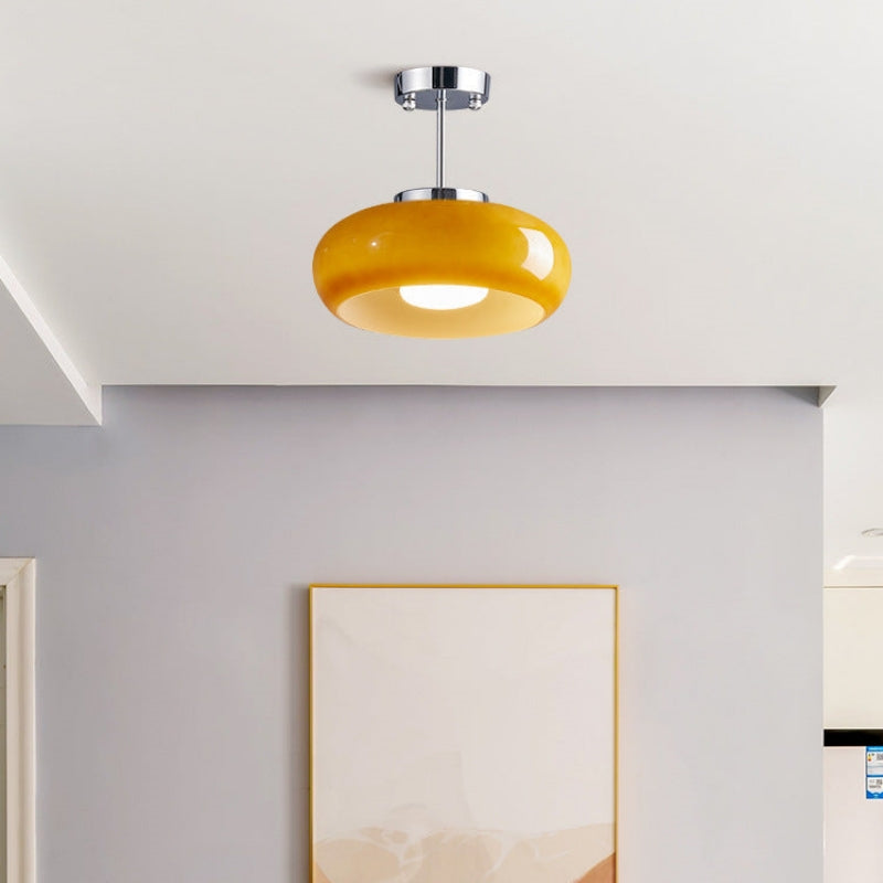 Vintage Rund Glas Loftlampe Loftlamper Tech Butik Amber Krom Pendellampe: D28* H32cm