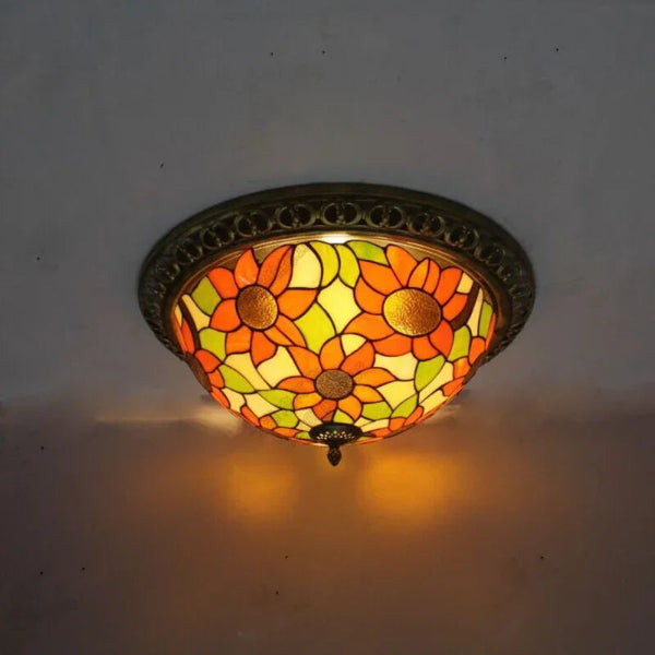 Luxury Stained Glass LED Ceiling Lamp Elegant Handcrafted Design Belysning Tech Butik Multifarvet (stil 2) Længde 30cm x højde 15cm Varmt lys (3000K)