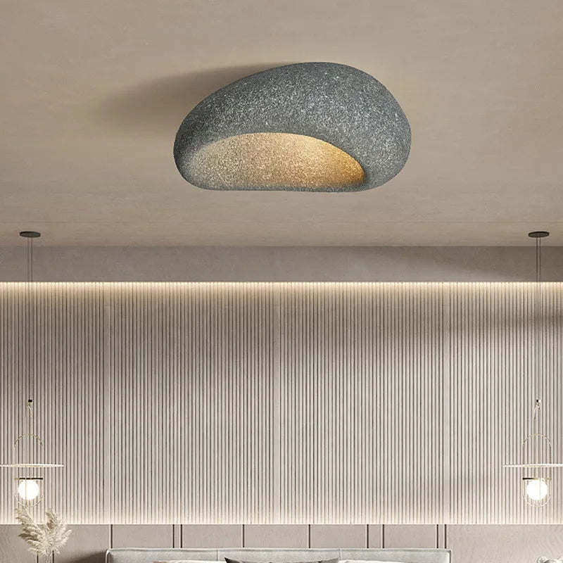 Wabi-Sabi Plafondlampe i Metal – Elegant Belysning til Hjemmet Loftlampe Tech Butik Cement grå 3 Skiftende lys 45cm X 45cm
