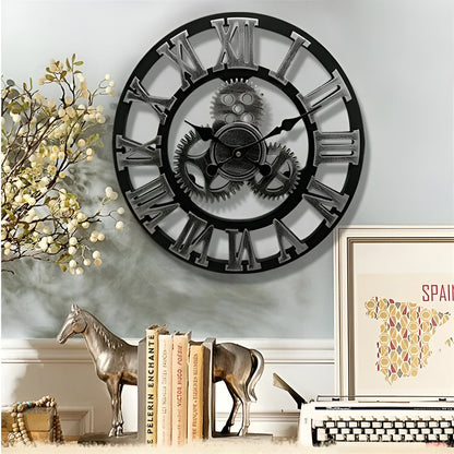 Vintage Industrielt Vægur – Mekanisk Design med Retro Charm Watches Tech Butik Stil B 30cm