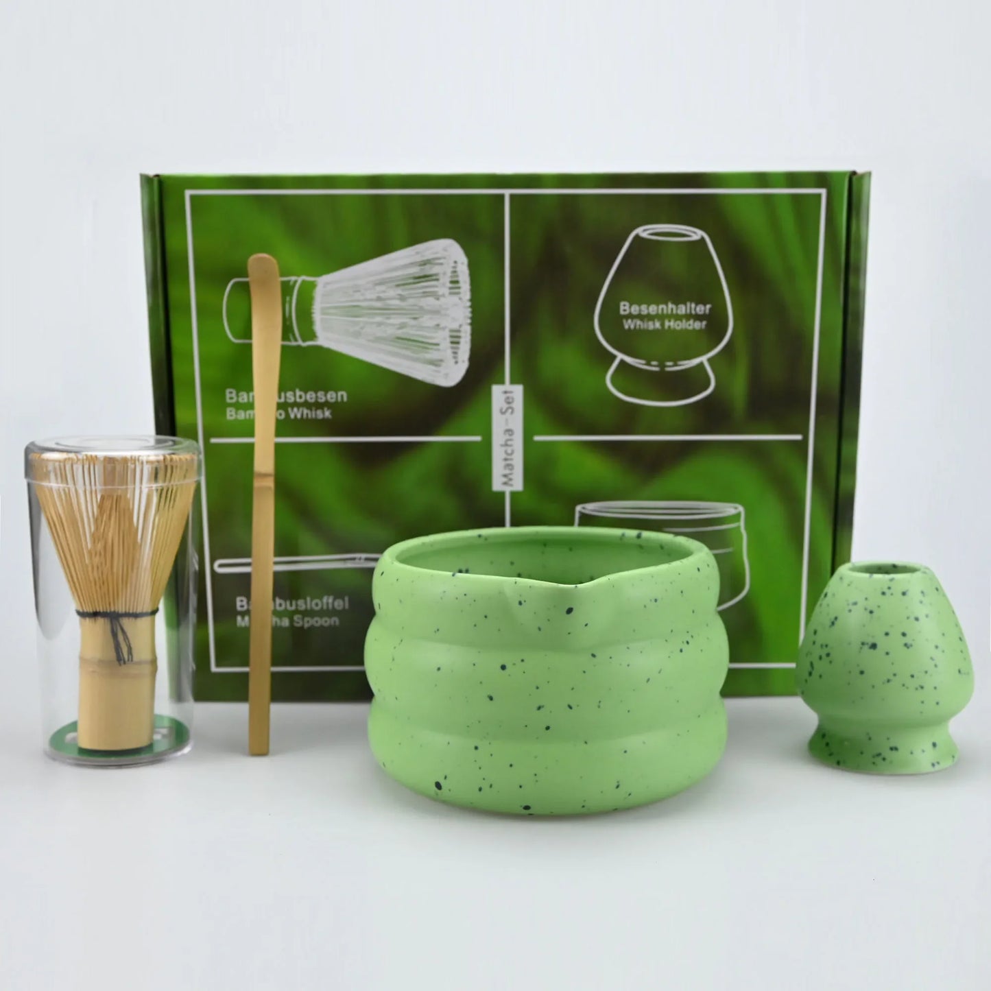 Traditionelt Matcha Tesæt – 4 Dele med Skål og Pisker Tea Set Tech Butik