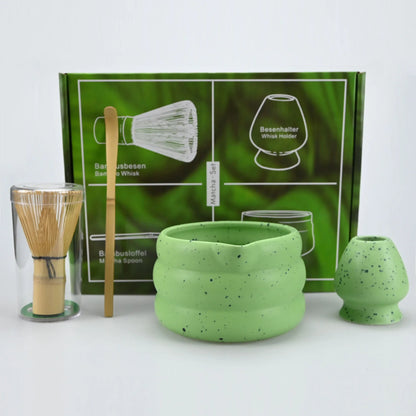 Traditionelt Matcha Tesæt – 4 Dele med Skål og Pisker Tea Set Tech Butik