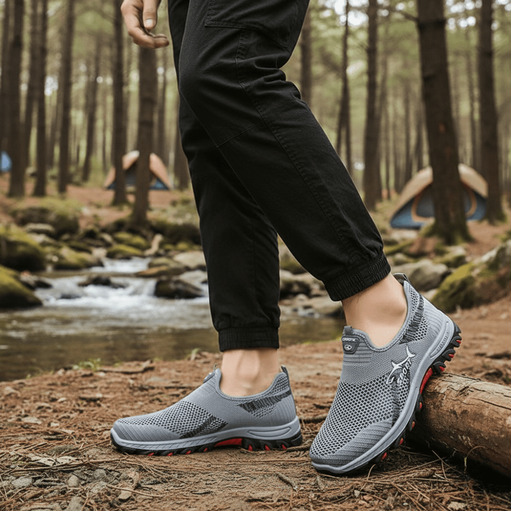 Herres Slip-On vandresko med Åndbar Komfort og Fleksibel Støtte Slip-On Gå-Sko Tech Butik
