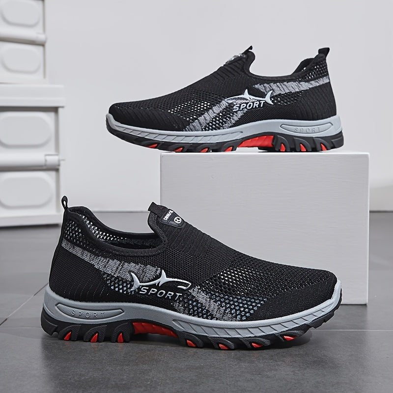 Herres Slip-On vandresko med Åndbar Komfort og Fleksibel Støtte Slip-On Gå-Sko Tech Butik Sort 39