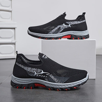Herres Slip-On vandresko med Åndbar Komfort og Fleksibel Støtte Slip-On Gå-Sko Tech Butik Sort 39
