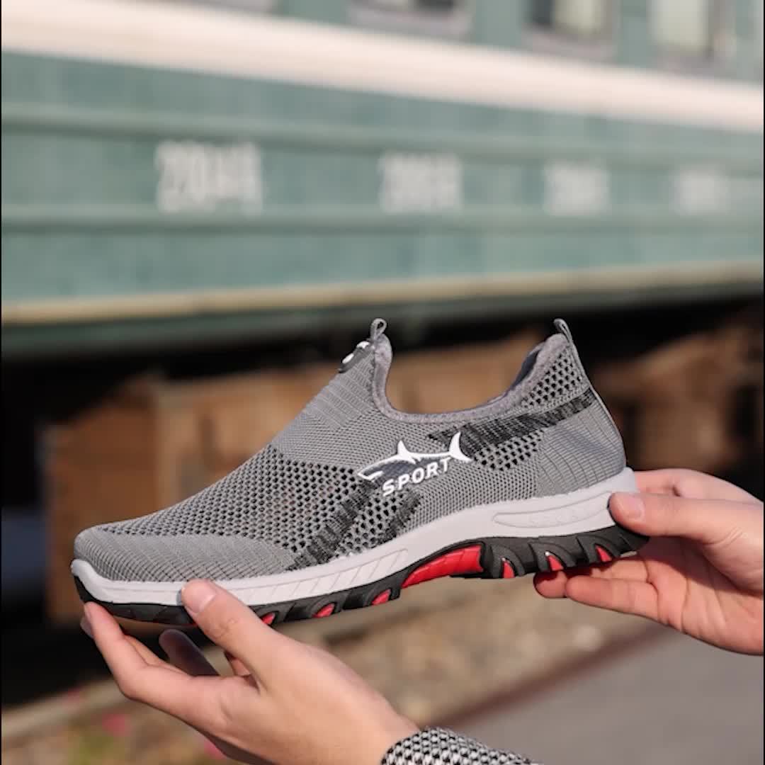 Herres Slip-On vandresko med Åndbar Komfort og Fleksibel Støtte Slip-On Gå-Sko Tech Butik