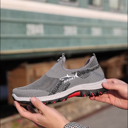 Herres Slip-On vandresko med Åndbar Komfort og Fleksibel Støtte Slip-On Gå-Sko Tech Butik