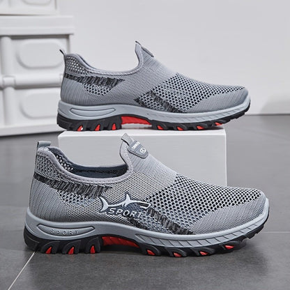 Herres Slip-On vandresko med Åndbar Komfort og Fleksibel Støtte Slip-On Gå-Sko Tech Butik Grå 39