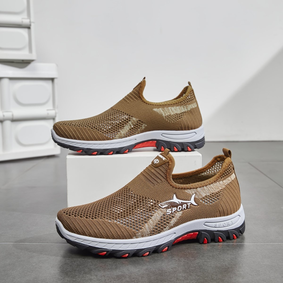 Herres Slip-On vandresko med Åndbar Komfort og Fleksibel Støtte Slip-On Gå-Sko Tech Butik