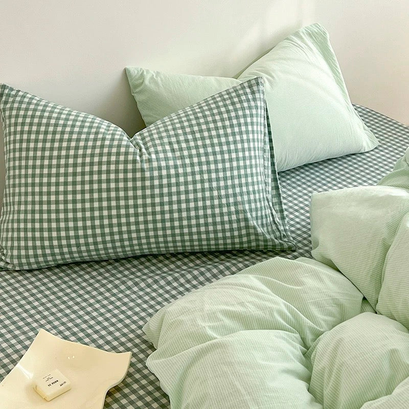 Hyggeligt Ternet Sengetøjssæt – Blødt & Stilfuldt Dynebetræk til Chic Soveværelser Bedding Set Tech Butik