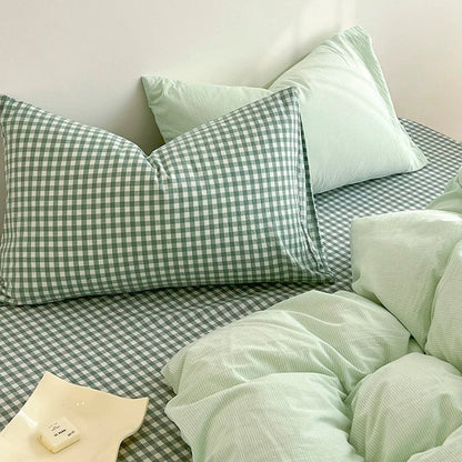 Hyggeligt Ternet Sengetøjssæt – Blødt & Stilfuldt Dynebetræk til Chic Soveværelser Bedding Set Tech Butik