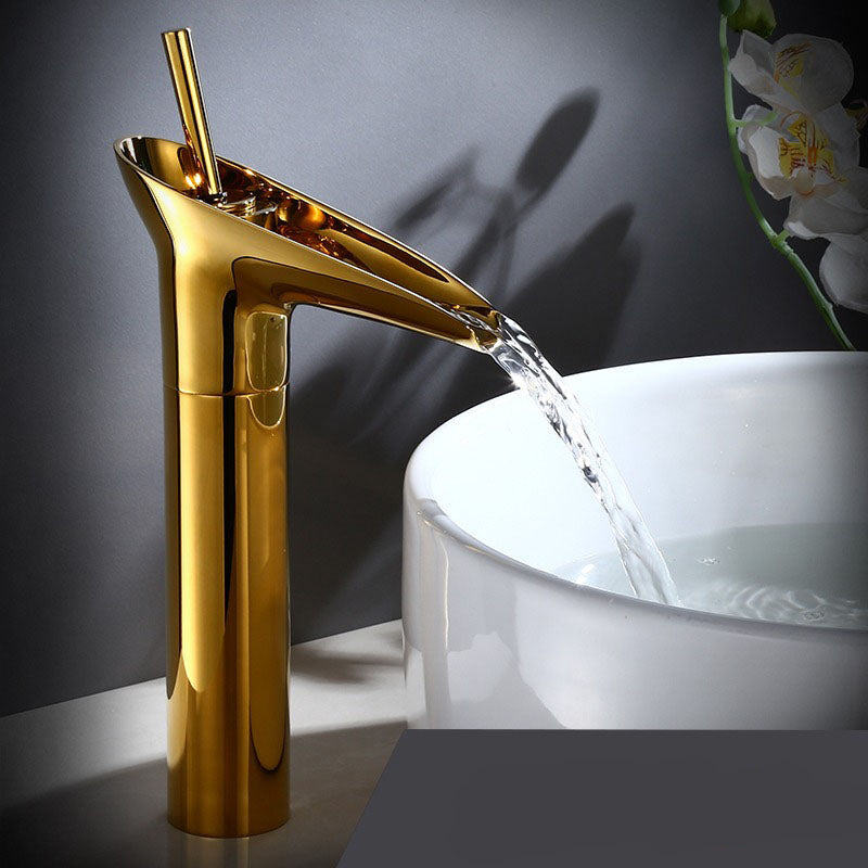 Vandfald Antik Vandhane – Elegant Messing Håndvaskblander Tech Butik Guld Høj
