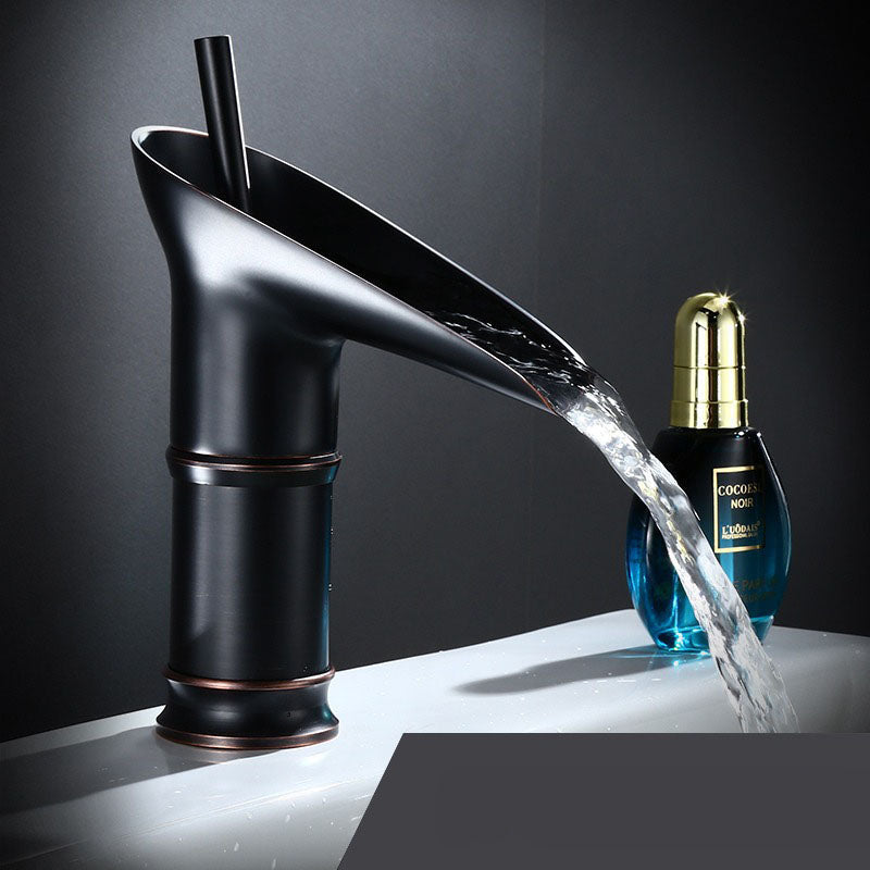 Vandfald Antik Vandhane – Elegant Messing Håndvaskblander Tech Butik Sort kort