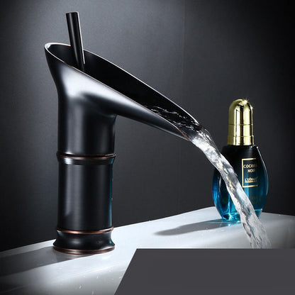 Vandfald Antik Vandhane – Elegant Messing Håndvaskblander Tech Butik Sort kort