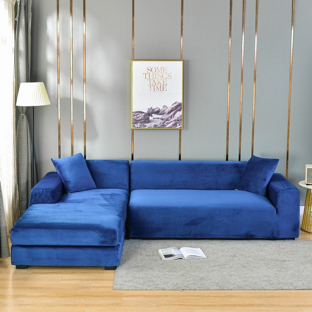 Velour Sofaovertræk – Universal Stretch, Maksimal Beskyttelse mod Spild Sofa Covers Tech Butik Blå 1 placere (90 à 140 cm / 35.44 à 55.12 Inch)