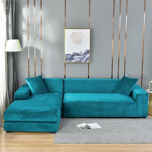 Velour Sofaovertræk – Universal Stretch, Maksimal Beskyttelse mod Spild Sofa Covers Tech Butik Turkis blå 1 placere (90 à 140 cm / 35.44 à 55.12 Inch)