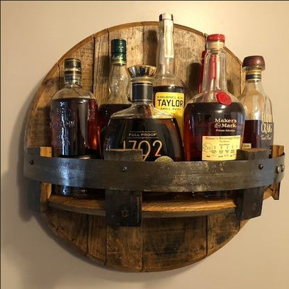 Whiskyhylde – Rustik Væg­hylde i Bourbon-Tønde-Stil til Bar & Home Bar Bourbon Whiskey Barrel Shelf Tech Butik