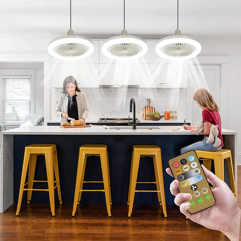 Loftventilator med LED Lys og Fjernbetjening Lamp Tech Butik