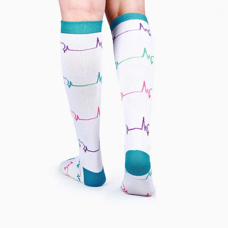 Farverige Lange Kompressionssokker (4 par) – Støttende, Komfortable og Energigivende Sokker Socks Tech Butik