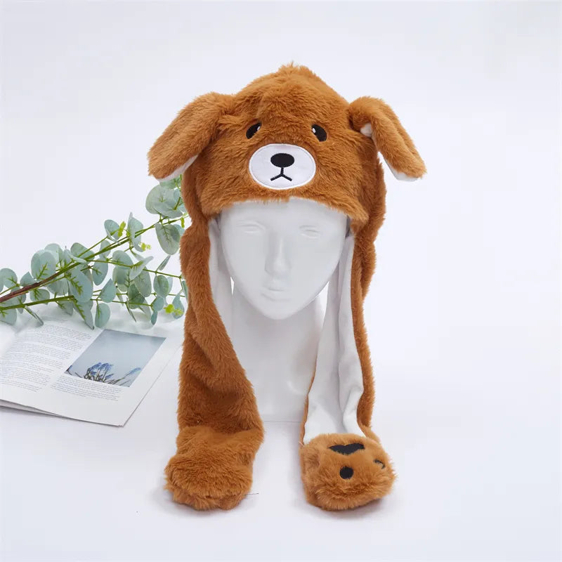 Varm Hue med Bevægelige Ører – Blød, Sjov og Komfortabel #Schattige Muts met Bewegende Oortjes - BunnyBounce Hat Tech Butik Brun bjørn