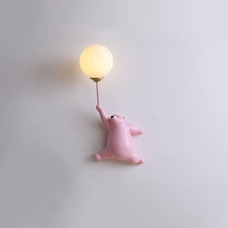 Børne Væglampe – Bedårende Bamse med Ballon Design Indoor Wall Lamp Tech Butik A Lyserød 3 farver