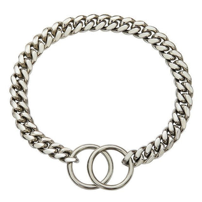 Kraftigt Hundehalsbånd i Rustfrit Stål – Slidstærkt & Stilrent Kædehalsbånd Heavy-Duty Stainless Steel Dog Chain Collar Tech Butik Sølv 28 tommer (71 cm)