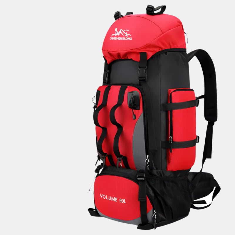 90L Udendørs Rygsæk til Vandring & Camping Tasker Tech Butik Rød