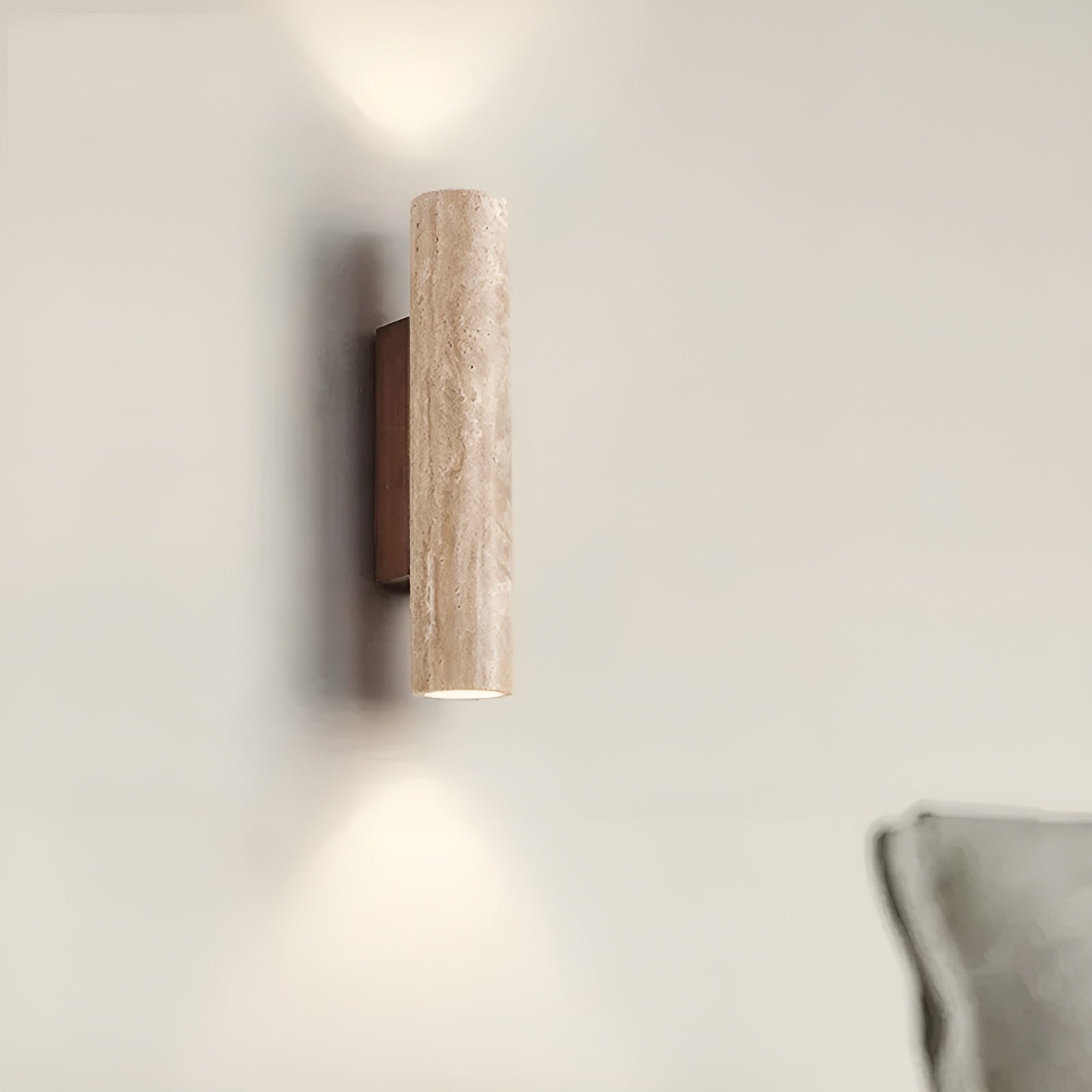 Minimalistisk Travertin Væglampe – Naturlig Struktur med Stemningsfuldt Skær Wall lamps Tech Butik