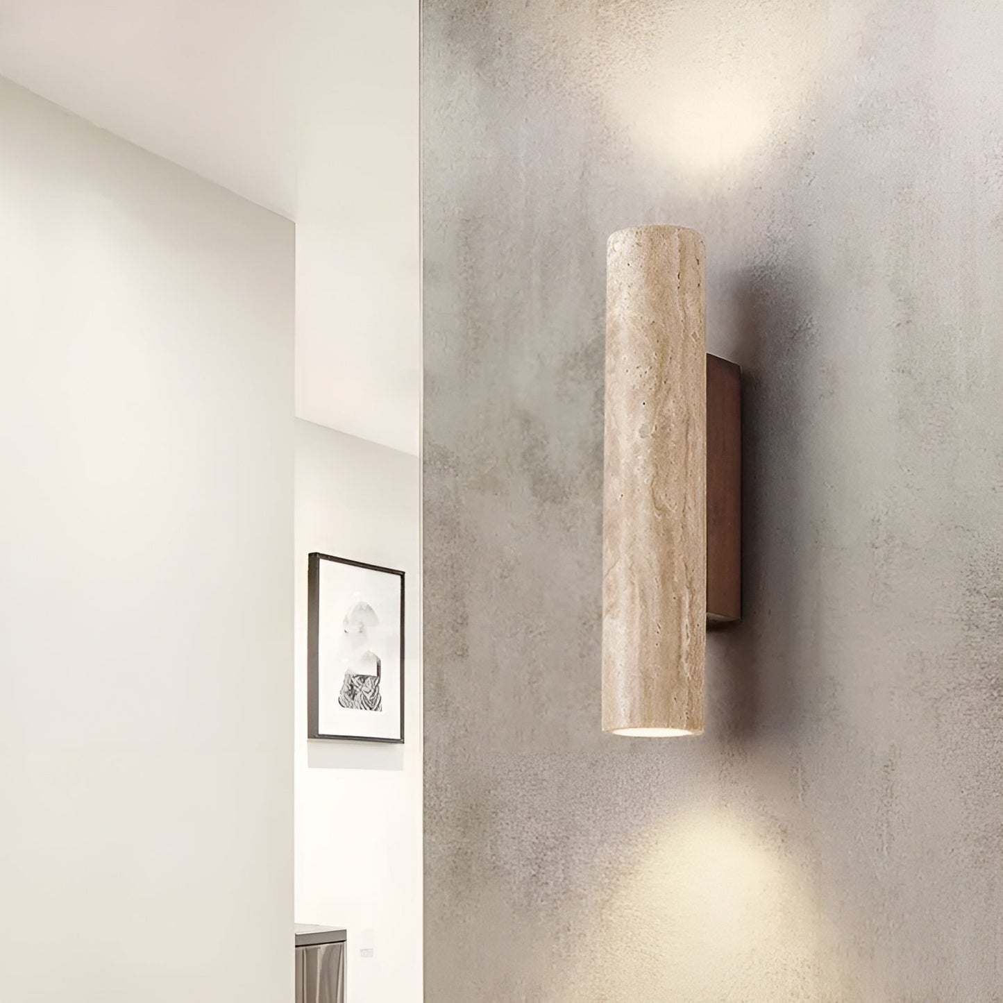 Minimalistisk Travertin Væglampe – Naturlig Struktur med Stemningsfuldt Skær Wall lamps Tech Butik