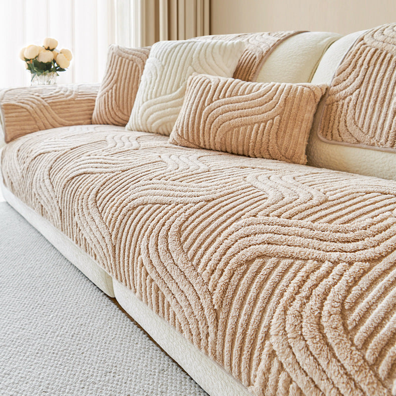 Sofabetræk med Bølgestribet Struktur for Elegant og Beskyttende Komfort Tech Butik Khaki 1 sæde/ryglæn 35.4x35.4in