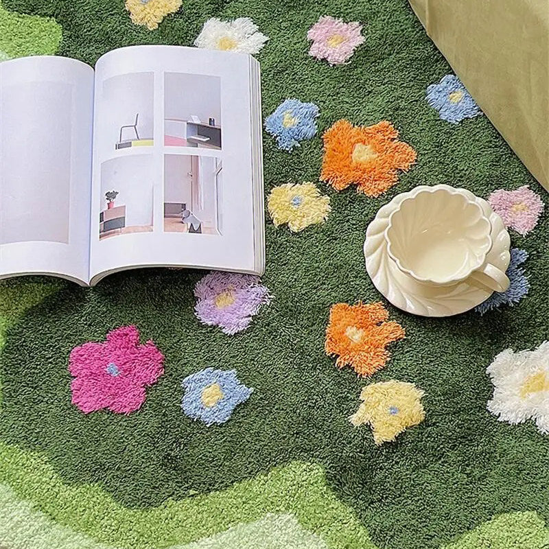 Blomstergrøn Plæne Accent Tæppe – Luksuriøs Haveinspireret Komfort under Fødderne Rugs Tech Butik