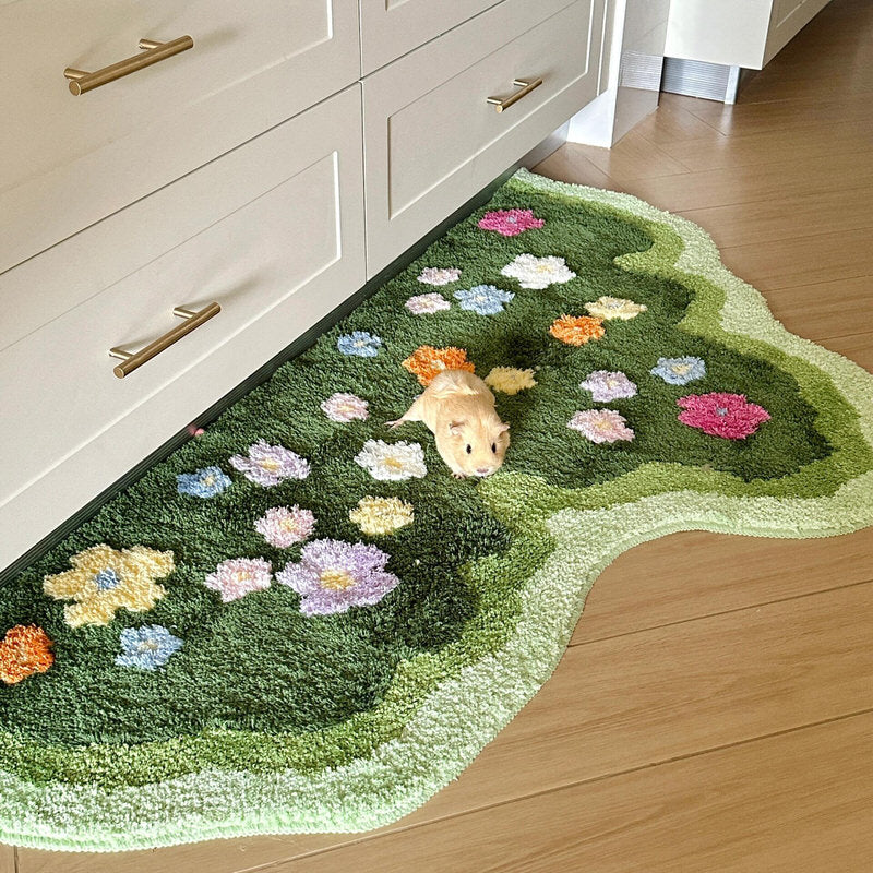Blomstergrøn Plæne Accent Tæppe – Luksuriøs Haveinspireret Komfort under Fødderne Rugs Tech Butik