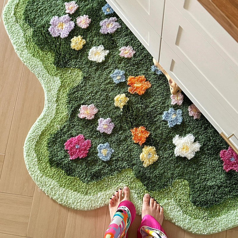 Blomstergrøn Plæne Accent Tæppe – Luksuriøs Haveinspireret Komfort under Fødderne Rugs Tech Butik