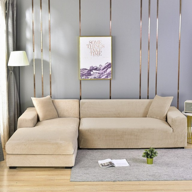 Velour Sofaovertræk – Universal Stretch, Maksimal Beskyttelse mod Spild Sofa Covers Tech Butik Grå beige 1 placere (90 à 140 cm / 35.44 à 55.12 Inch)