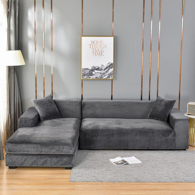 Velour Sofaovertræk – Universal Stretch, Maksimal Beskyttelse mod Spild Sofa Covers Tech Butik Mørkegrå 1 placere (90 à 140 cm / 35.44 à 55.12 Inch)