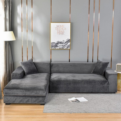 Velour Sofaovertræk – Universal Stretch, Maksimal Beskyttelse mod Spild Sofa Covers Tech Butik Mørkegrå 1 placere (90 à 140 cm / 35.44 à 55.12 Inch)