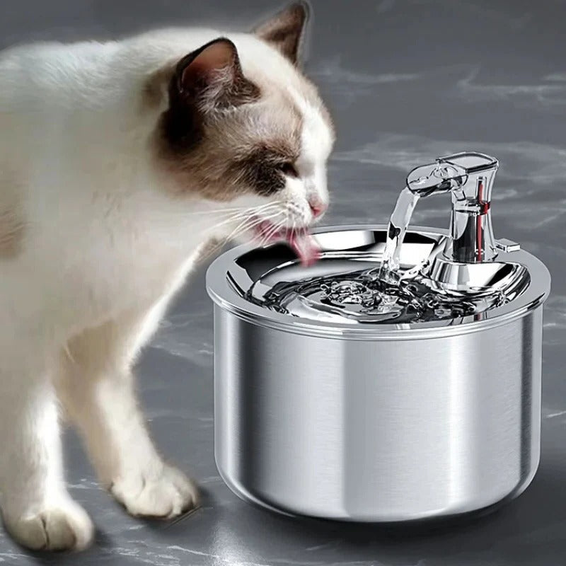 Smart Rustfrit Stål Kattevandfontæne – Automatisk Sensor & Rensende Filter Pets Tech Butik