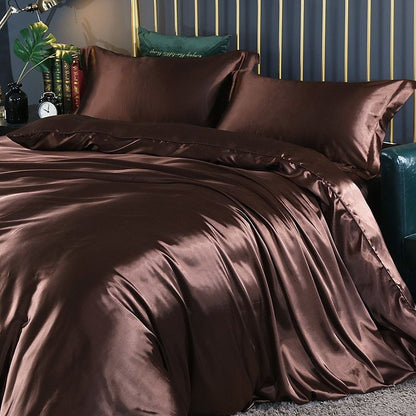 Luksuriøst Silke Sengetøjssæt – For Ultimativ Komfort og Elegance Bed Sheets Tech Butik Rødbrun 150 cm påske + påske 200x 230 cm + 2x örngott