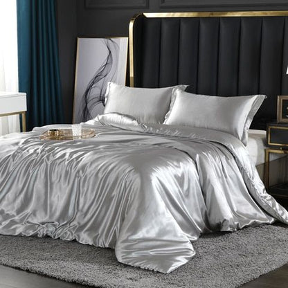 Luksuriøst Silke Sengetøjssæt – For Ultimativ Komfort og Elegance Bed Sheets Tech Butik Sølv 150 cm påske + påske 200x 230 cm + 2x örngott