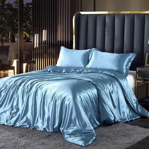 Luksuriøst Silke Sengetøjssæt – For Ultimativ Komfort og Elegance Bed Sheets Tech Butik Himmelblå 150 cm påske + påske 200x 230 cm + 2x örngott