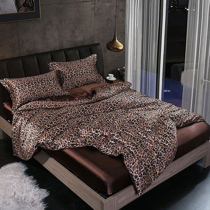 Luksuriøst Silke Sengetøjssæt – For Ultimativ Komfort og Elegance Bed Sheets Tech Butik Leopard 150 cm påske + påske 200x 230 cm + 2x örngott