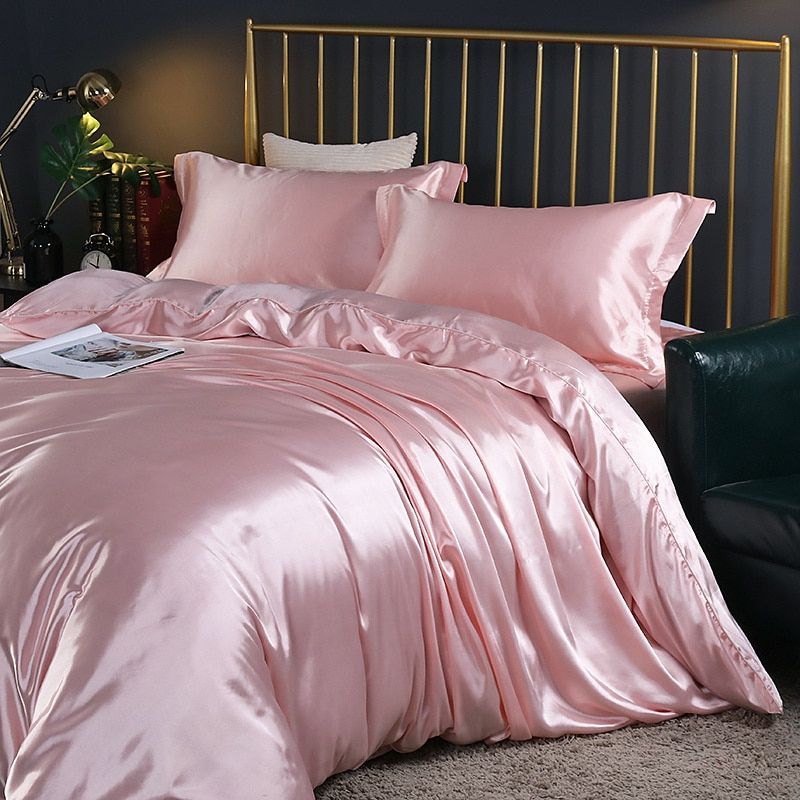 Luksuriøst Silke Sengetøjssæt – For Ultimativ Komfort og Elegance Bed Sheets Tech Butik Lyserød 150 cm påske + påske 200x 230 cm + 2x örngott