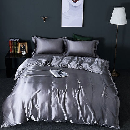 Luksuriøst Silke Sengetøjssæt – For Ultimativ Komfort og Elegance Bed Sheets Tech Butik Mørk sølv 150 cm påske + påske 200x 230 cm + 2x örngott