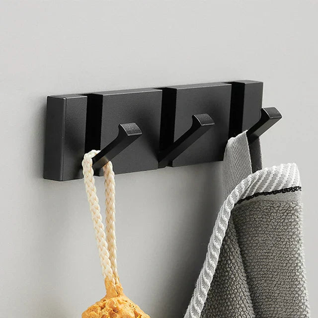 Foldbar Vægkrog i Rustfrit Stål – Minimalistisk og Pladsbesparende Vægkrog Kitchen Utensil Holders & Racks Tech Butik 3 kroge Sort